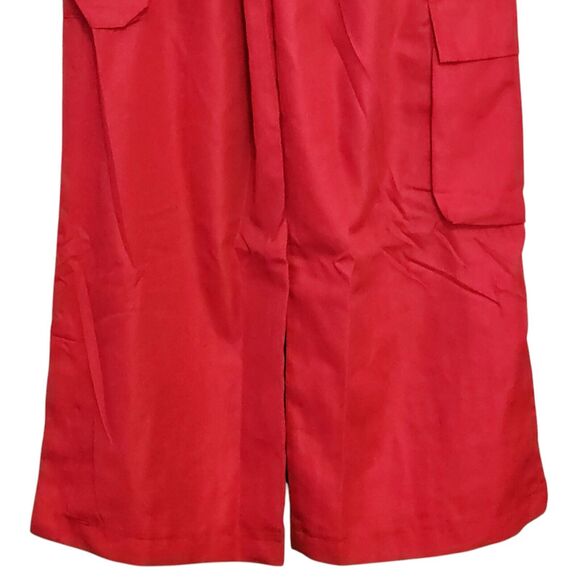 Women's Red Flap Pocket Cargo Pants Wide Leg - Size Medium - Picture 9 of 9